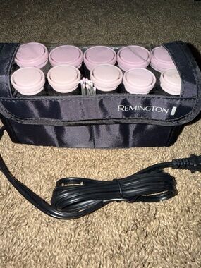Remington Pink Heated Hair Roller travel Set in Black Case new no box